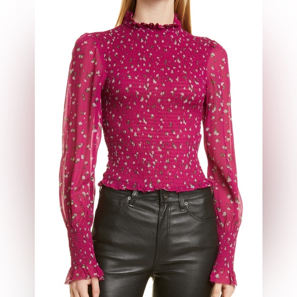 RAG & BONE Kayden Sheer Smocked Blouse - Picture 9 of 9